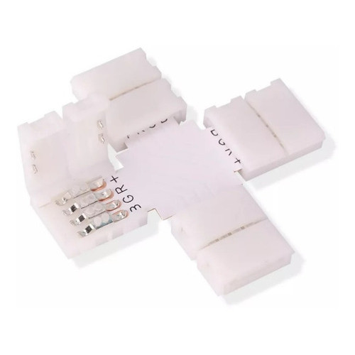 Conector X Emenda Rápida 10mm 4 Vias Fita Led Rgb 5050