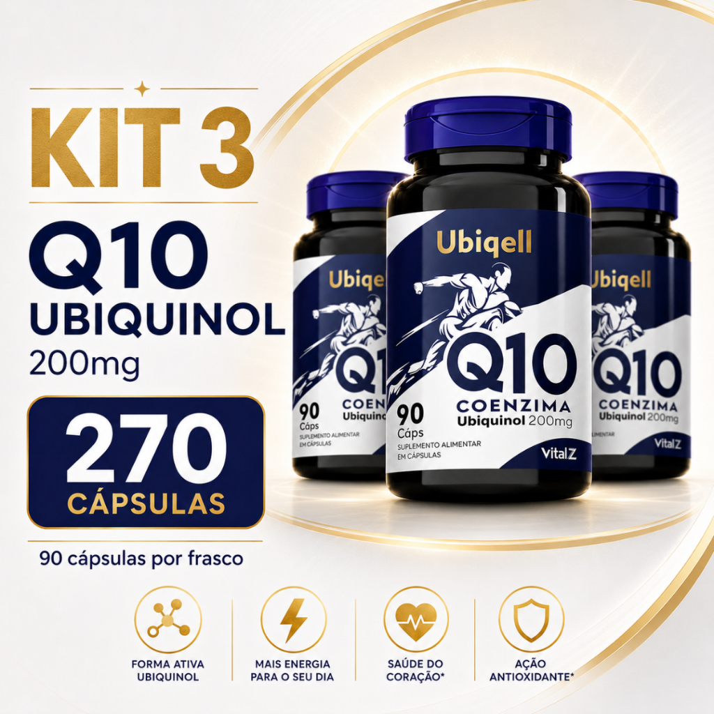 Kit 2x 3x 5x Coenzima Q10 Ubiquinol 200mg Forma Ativa 8x mais forte Vital Z | 450 doses | Alta Absorção | Envio Imediato