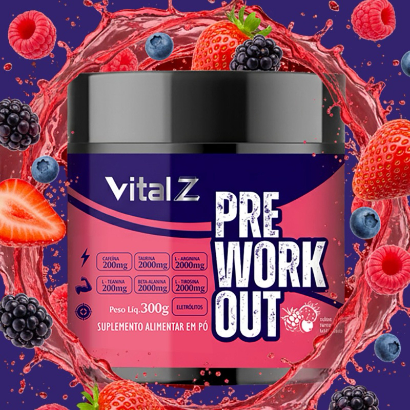 Pré-Treino Vital Z 300g — O MAIS FORTE DO BRASIL! Energia Explosiva, Foco e Resistência Extrema