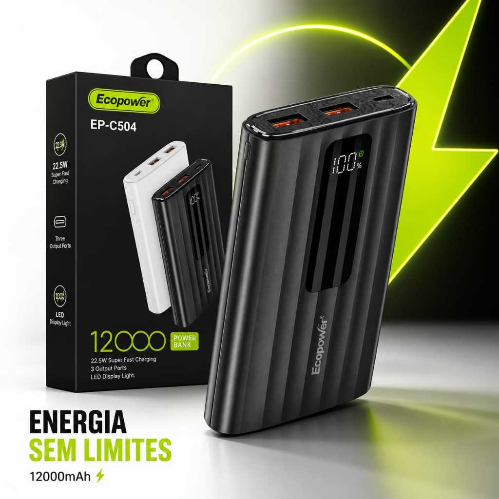 Power Bank Ecopower EP-C504 12000mAh 22.5W Super Fast Charge Display LED