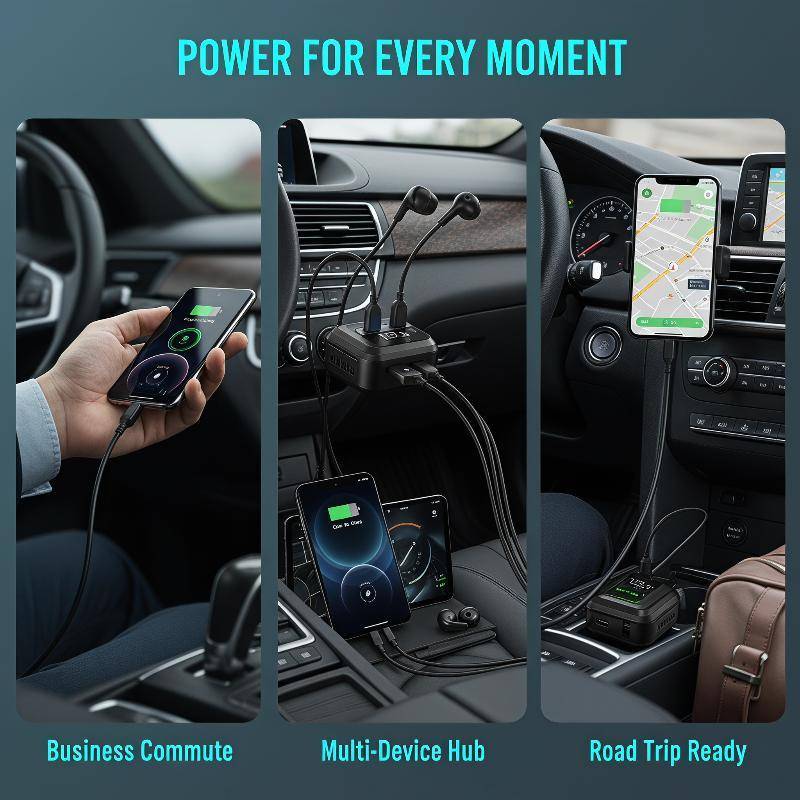 Carregador De Carro ios/android Com display digital LED 360W Charge 5 Telefones Celulares Ao Mesmo