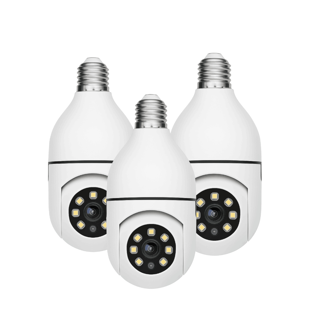 Kit 1, 2 e 3 Câmeras Lâmpada Wi-Fi 360° com Visão Noturna e Acesso por App – Instalação Rosqueável