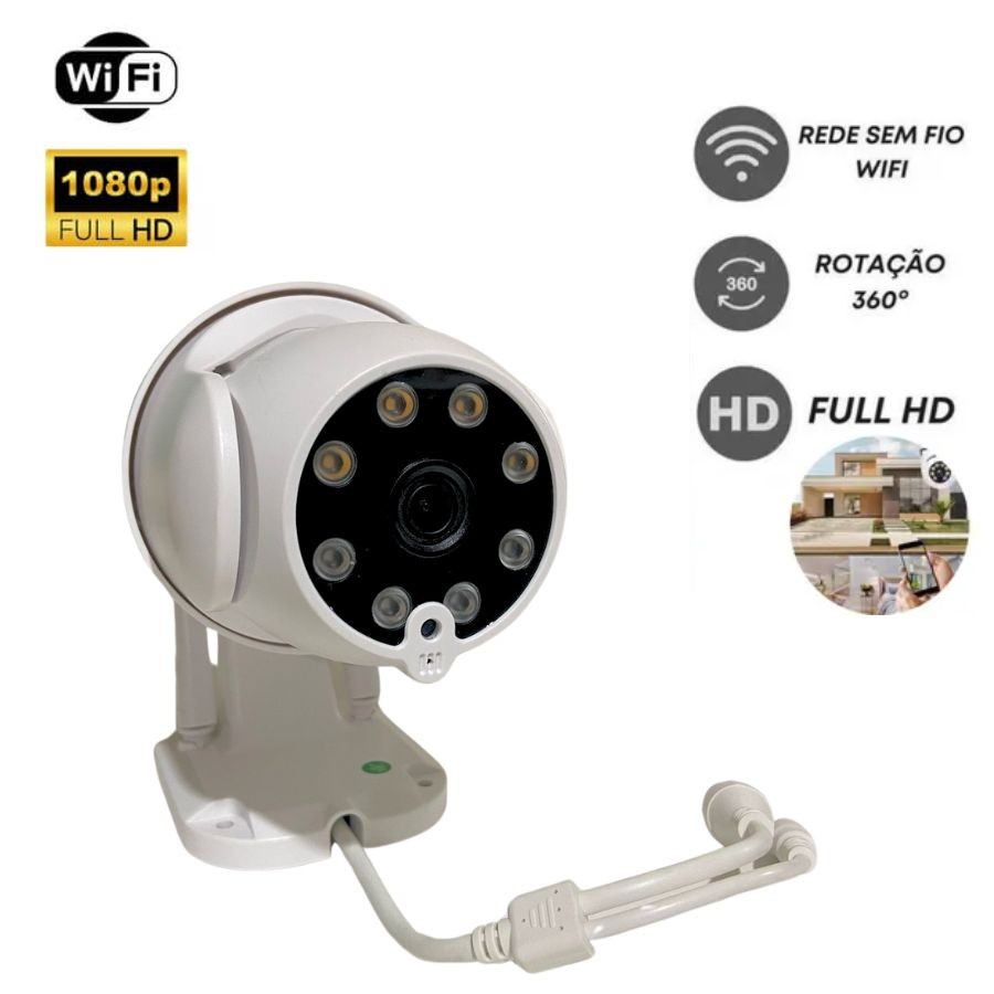 Câmera IP Wifi Sem Fio Visão Noturna Microfone Auto Falante Acesso Remoto Aplicativo