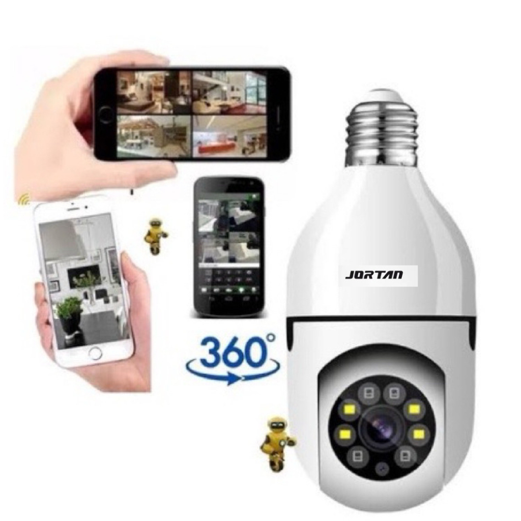 Câmera Segurança Lâmpada 360 Wifi Ip Full Hd 1080p Sem Fio Visão Noturna Colorida Jortan Yoosee