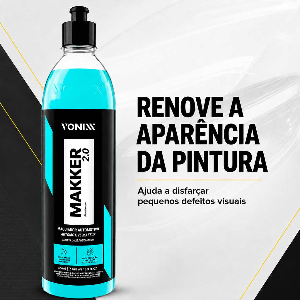 Makker 2.0 Pintura Renovada Maquiador Automotivo Cera Líquida Vonixx 500ml Carro Moto Caminhão