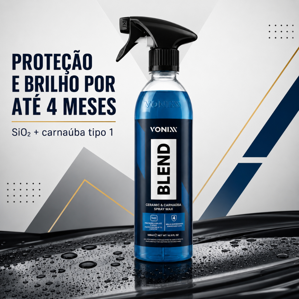 Blend Ceramic & Carnaúba Spray Vonixx 500ml Cera Líquida com SiO2 Máxima Repelência e Brilho Premium