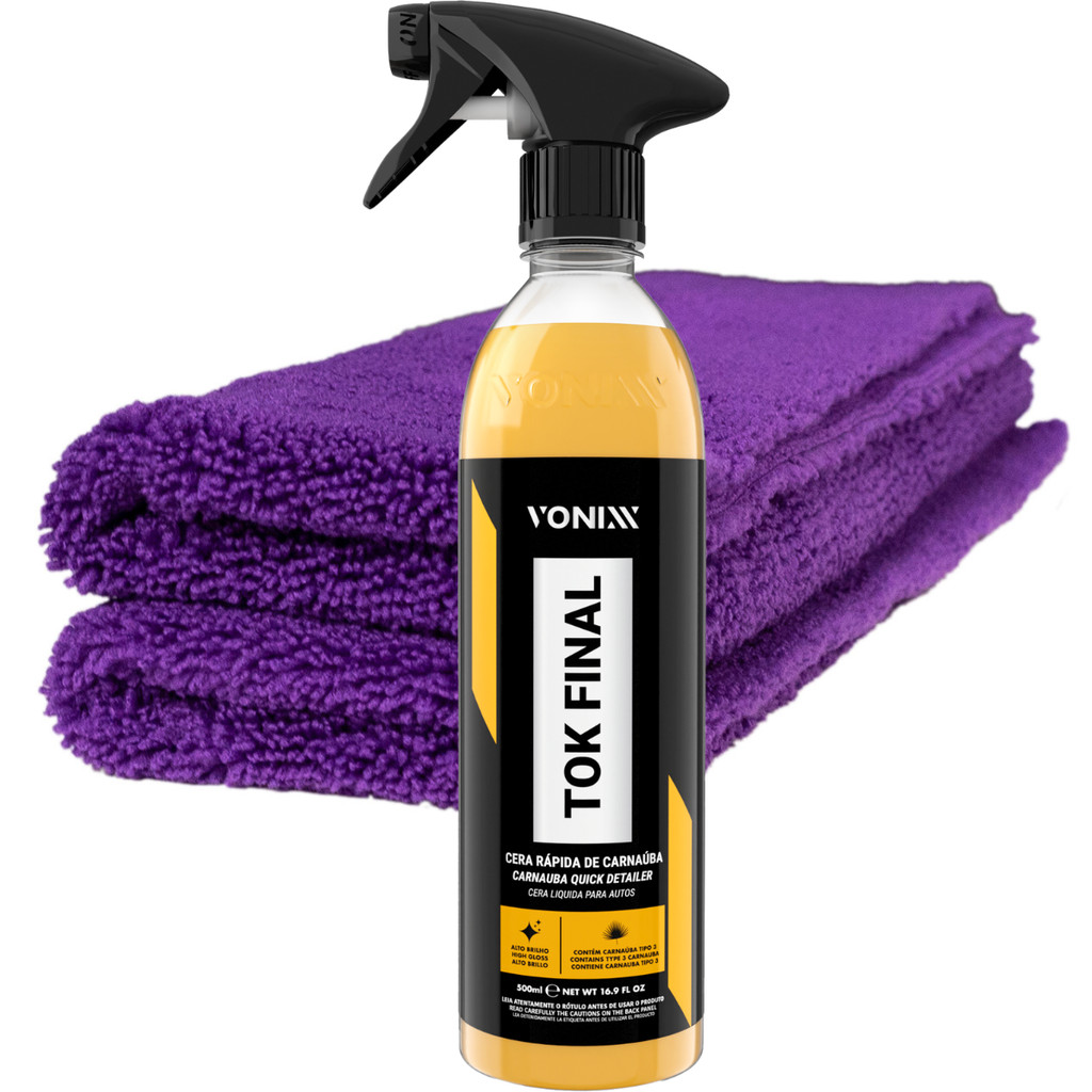 Kit Cera Líquida Tok Final Toalha Microfibra 500ML Vonixx