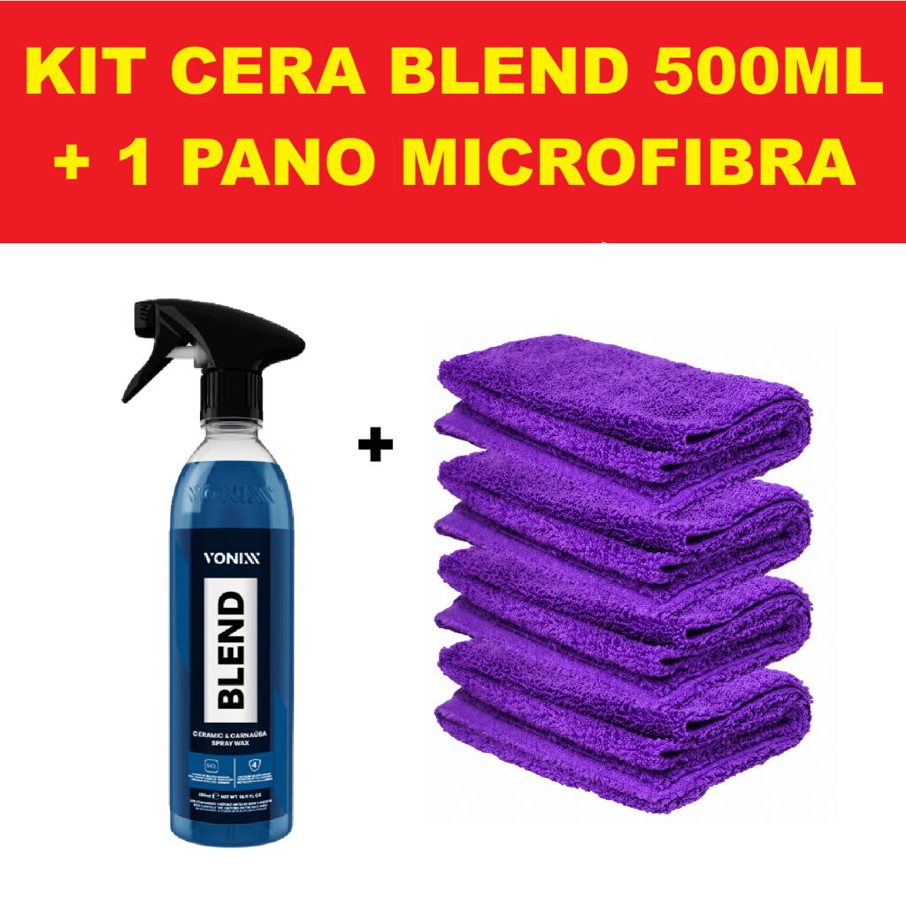 Kit Vonixx Blend Spray Wax 500ml + Pano Microfibra 40x40 Cera Líquida Automotiva