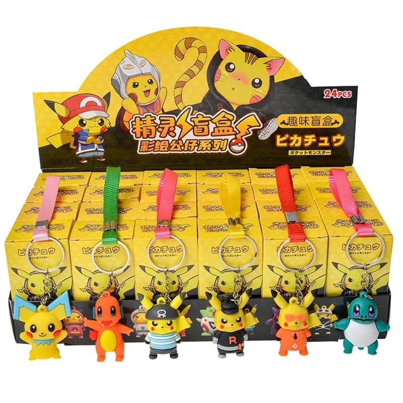 Chaveiro Surpresa-Pokémon Pikachu Anime Blind Box Keychain, Chaveiro Figuras, Caixa Misteriosa.