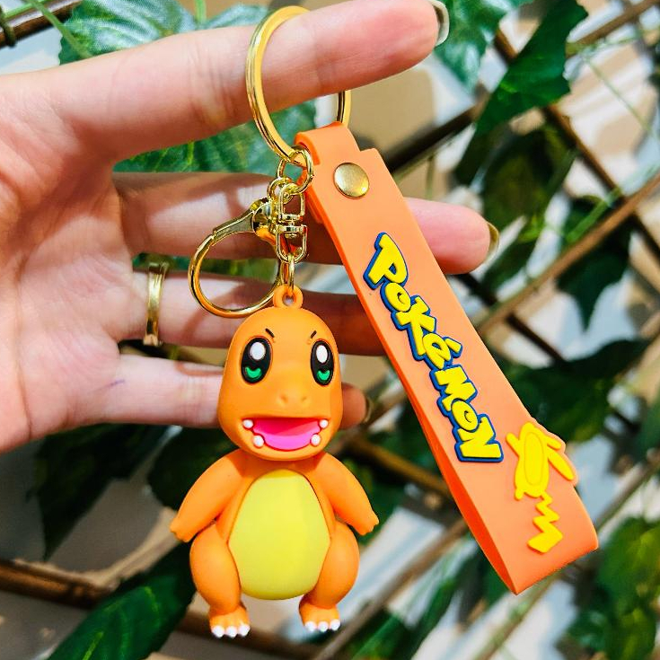 Chaveiro Emborrachado 3D Pikachu Bulbasauro PsyDuck Charmander Anime Desenho Animado Geek Pokemon