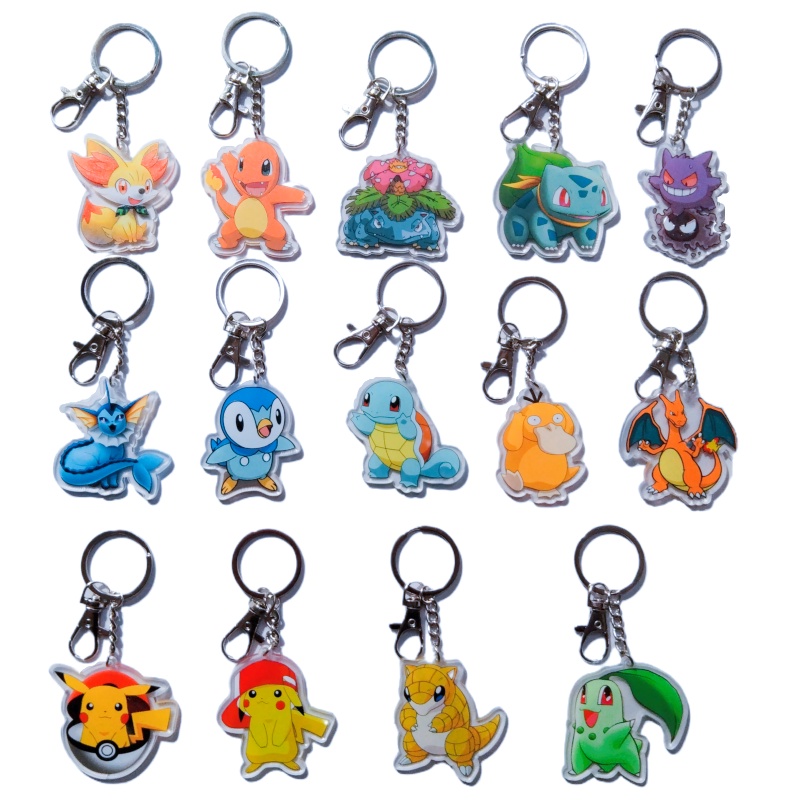 Chaveiro Acrílico Para Pokemon Pikachu Monster Figures Cartoon  Anime Decoração De Anel Colecionáveis Pingente Presente