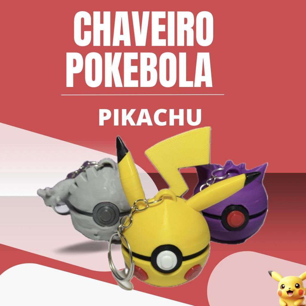 Chaveiro Pokebola/ Pikachu/Graveler/Ganger Lembrancinha Pokémon anime japones. Gamer Geek Nerd