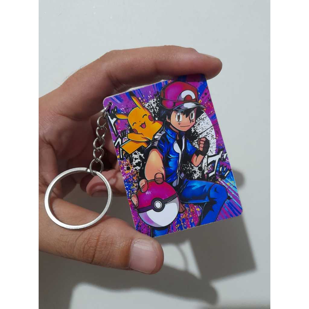Chaveiro Geek MDF Pikachu Ash Pokémon Personagens e Anime Chaveiros Colecionáveis