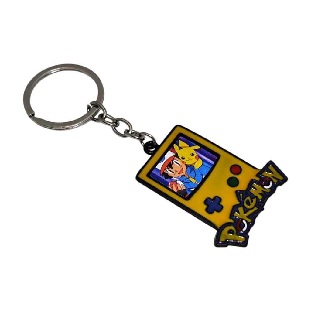 Chaveiro De Metal Game Boy Pikachu E Ash Anime Pokémon Para Mochila Presente