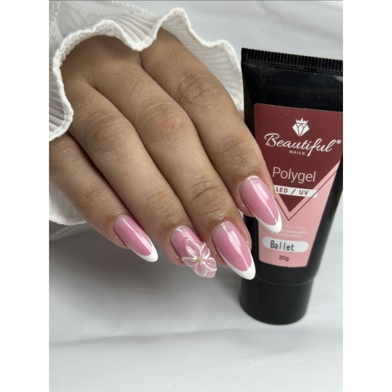 Polygel 30g cor Ballet- Beautiful Nails, ideal para alongamento de unhas artificiais, blindagens.