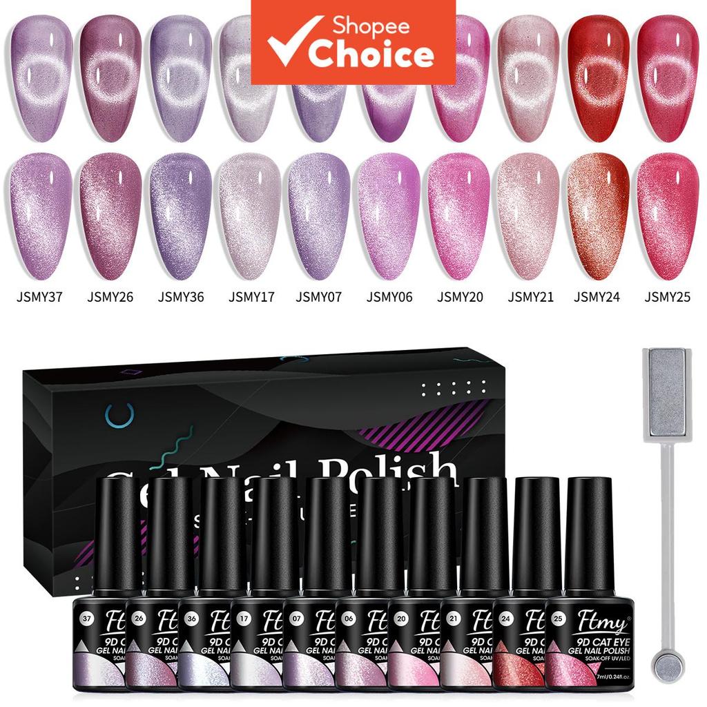 10 Esmalte Gel Olho de Gato - Esmalte brilhante para unhas, sem álcool, ideal para alongamento e arte nas unhas