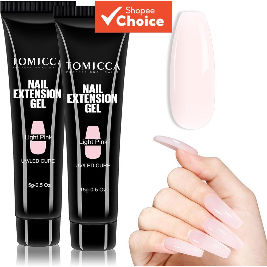 15g Gel Extensor Rosa Claro x2, Extensor Rápido para Unhas em Gel, Duradouro e Natural, Ideal para Alongamento DIY ou