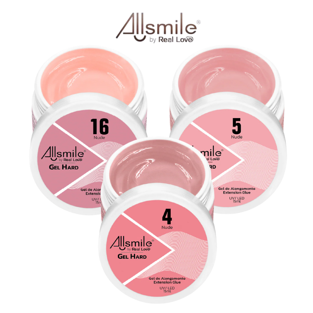 Gel Hard All Smile 15ml 4 Nude 5 Nude 16 Nude Ideal Molde F1 Alongamento Unhas Gel