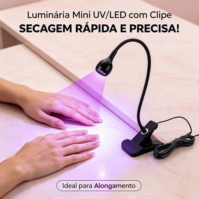 Luz UV LED de Mesa com Braço Flexível e Clipe Secagem Rápida Ideal para Manicure Alongamento de Unhas Profissional