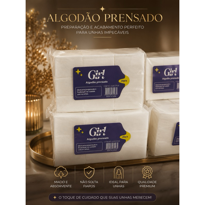Algodão Prensado Girl Fatale – Ideal para Alongamento de Unhas