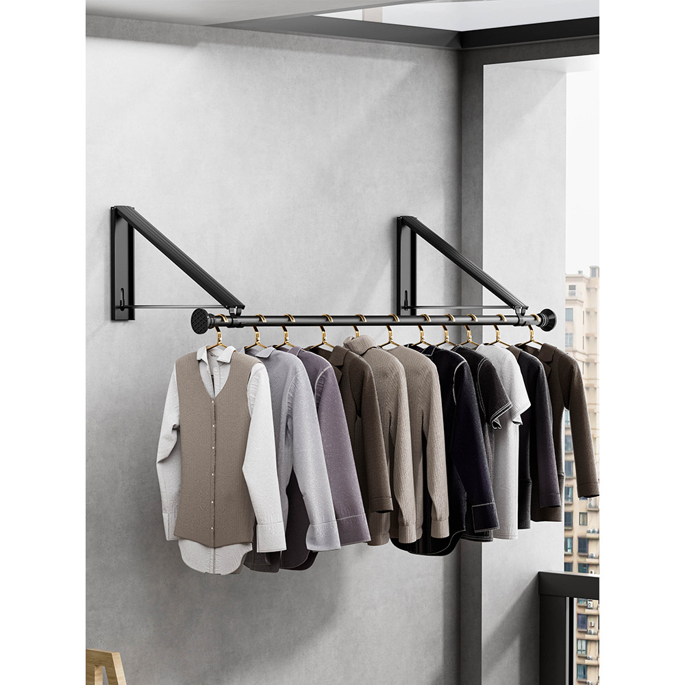 Pequeno apartamento varanda janela parede Horizontal um metro lado montado Rack de secagem sem perfuração invisível dobr