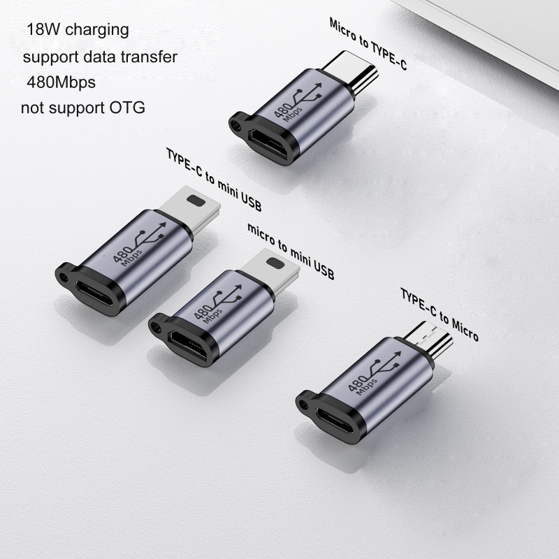 blg Tipo-C Para Micro USB Mini Adaptador Conversor 18W Conector De Liga De Alumínio 480Mbps Câmera Digital Receptor GPS