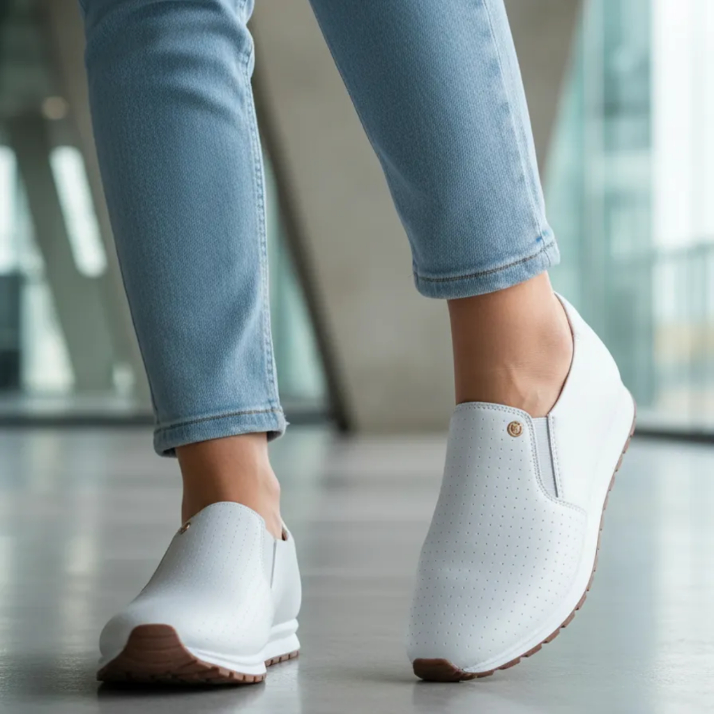 Tênis Feminino Via Uno Slip On Calce Fácil Jogging Casual