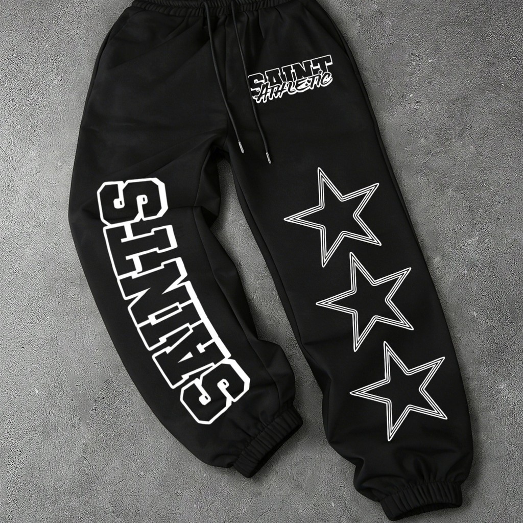 Calças jogger de Fato de Treino com Cordão Americano Estilo Retro Calças Casuais Vintage Jogging Star