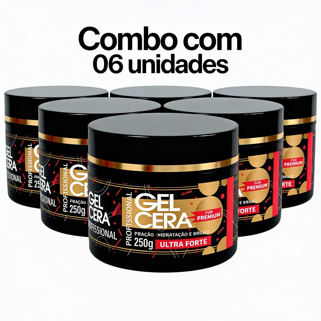 6 Gel Cera Capilar Ultra Forte Baby Hair Modelador Longa Duração Fixador Cachos 250g
