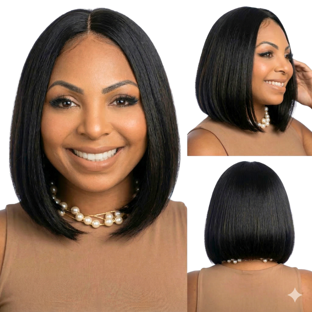 Peruca Orgânica Curta Long Bob Lisa  Aceita Chapinha