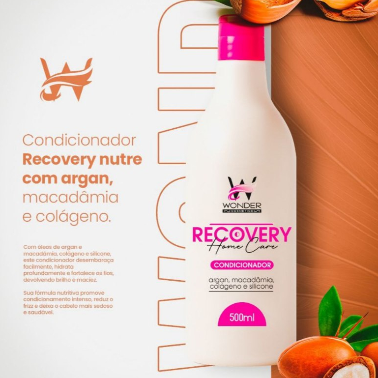 Condicionador Recovery Wonder Cosmetics Hidratação Longa Duração Selagem da Cutícula 500ml