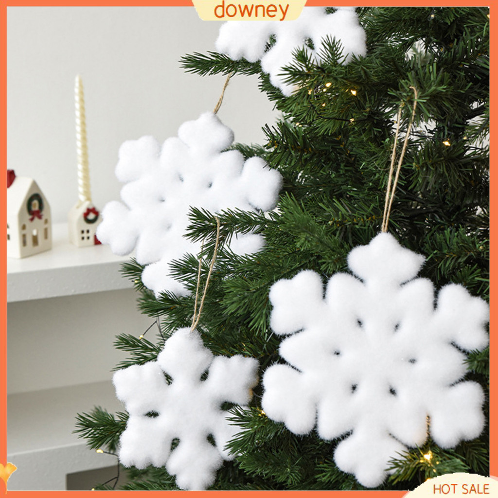 Faux Fur White Snowflake Christmas Ornament – Plush Hanging Tree Topper for Winter Xmas Party Holiday Home Decor Festi