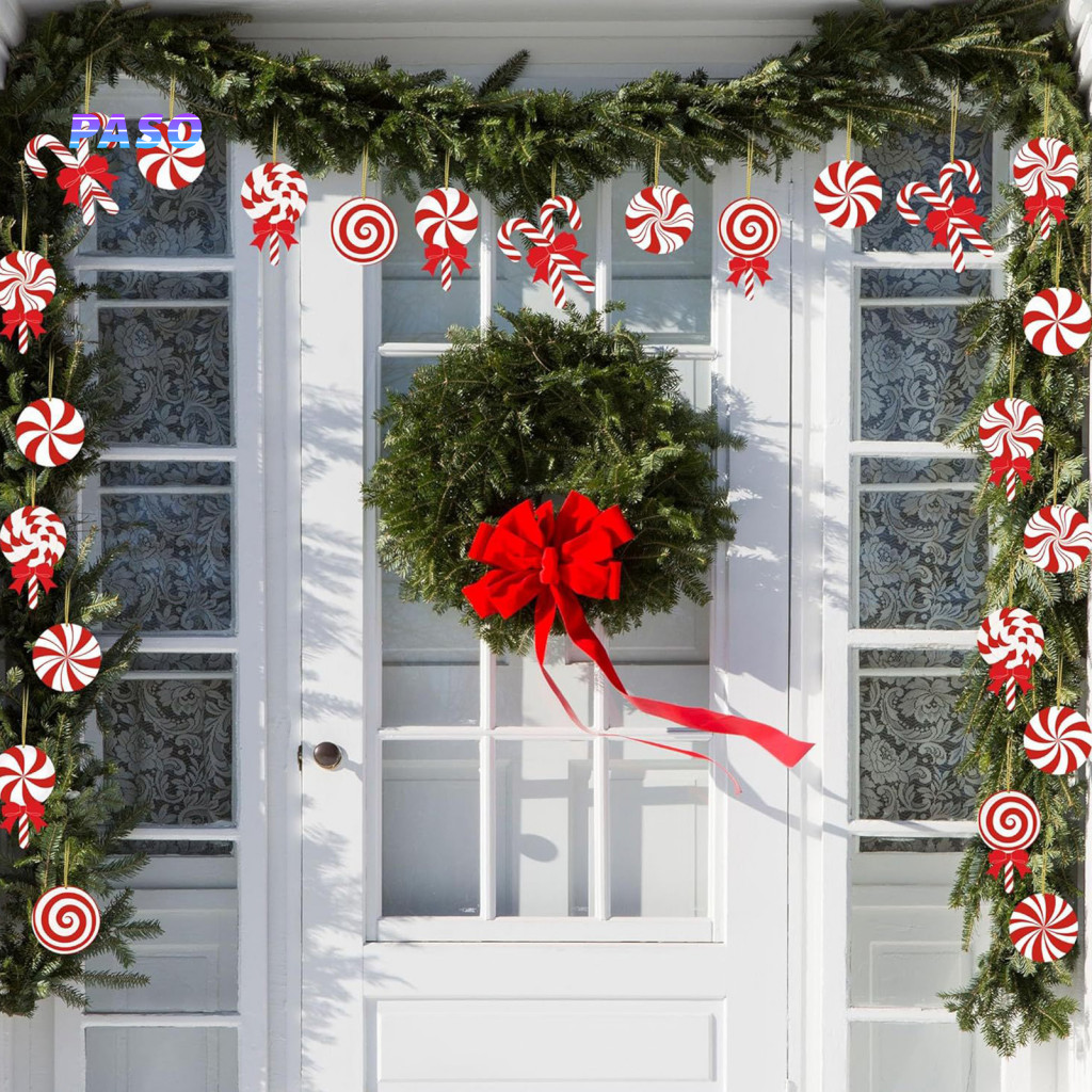 Christmas Tree Hanging Candy Ornaments Decorative Candies for Holidays 12/24/36 Pcs Decorations White Lollipop for Holid
