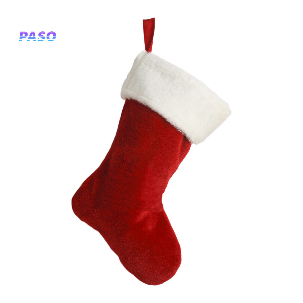 Fireplace Stocking Decor for Kids Holiday Decoration Hanging Bags 18 Inch Christmas Plush with Soft White Cuff for for S