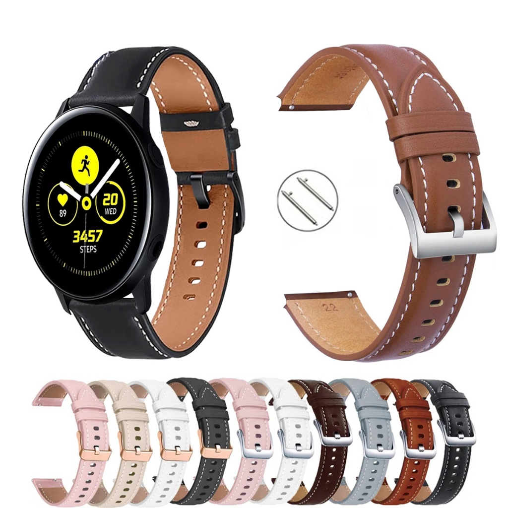 Pulseira 20mm de Couro para Smartwatch Galaxy Watch Active Sm r500 de Engate Rapido