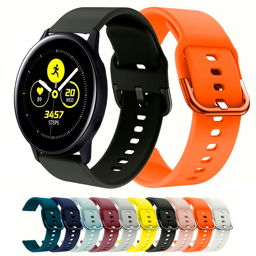 Pulseira De 20mm Compativel Com Smartwatch Galaxy Watch Active Sm r500 De Silicone ajustavel