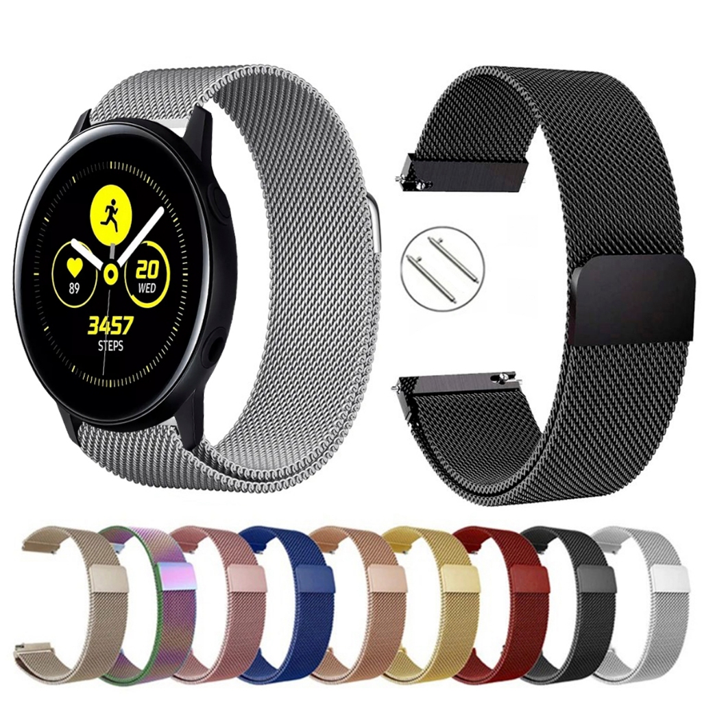 Pulseira 20mm de Metal Milanesa para Smartwatch Galaxy Watch Active Sm r500 de Engate rapido Pronta entrega no Brasil