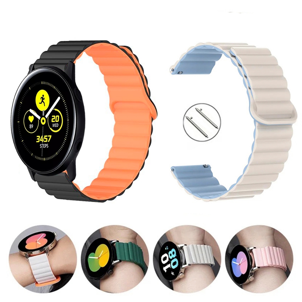 Pulseira 20mm de Silicone loop Magnética para Smartwatch Galaxy Watch Active Sm r500