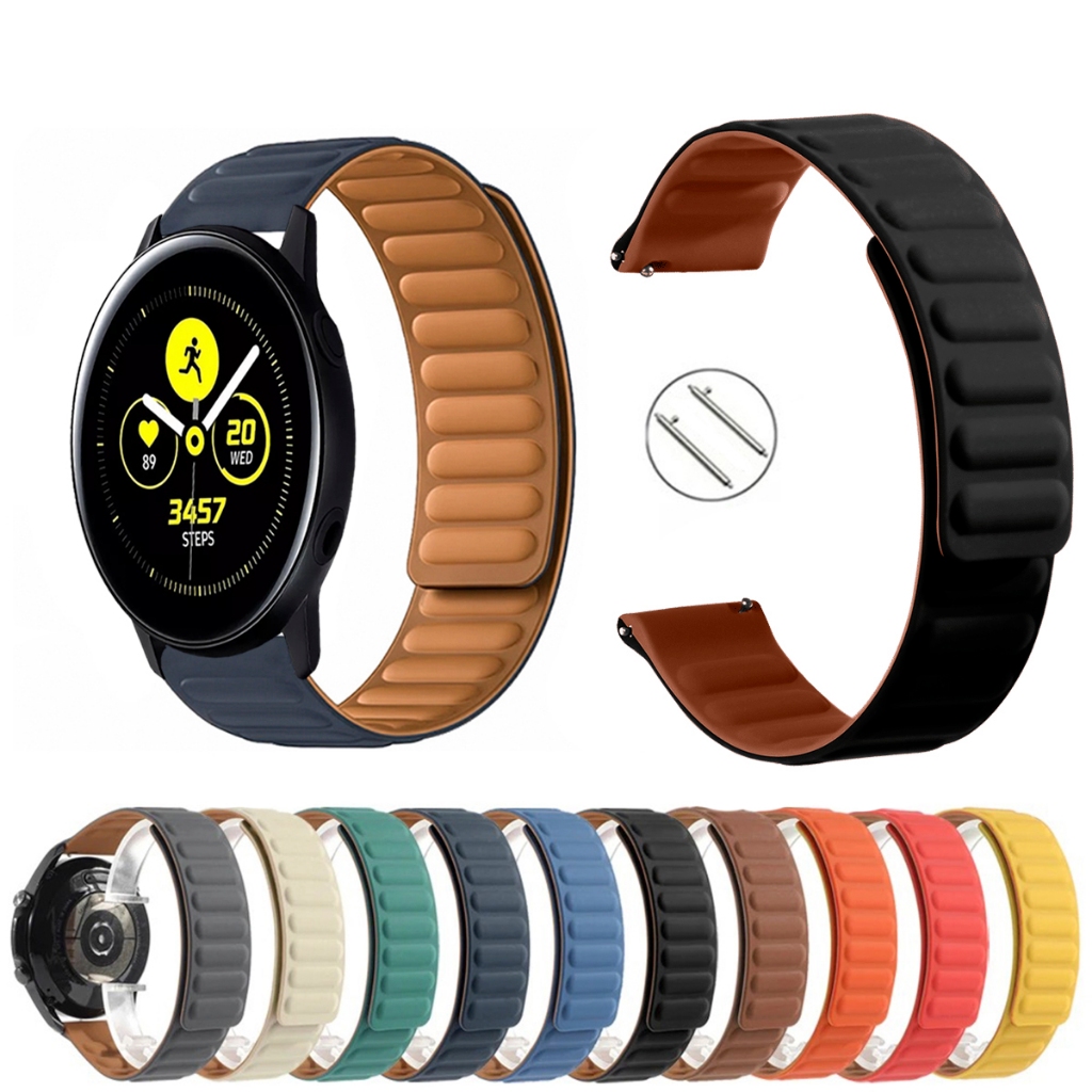 Pulseira 20mm Silicone Elos Imã Magnética para Smartwatch Galaxy Watch Active Sm r500 de Engate Rapido