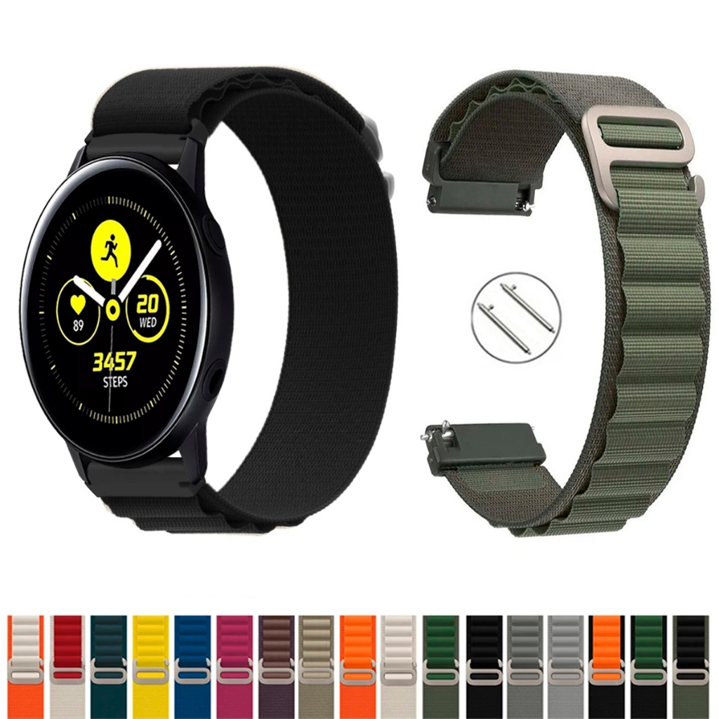 Pulseira 20mm De Nylon Alpinista para Smartwatch Galaxy Watch Active Sm r500 Macia Leve com pinos Engate rapido