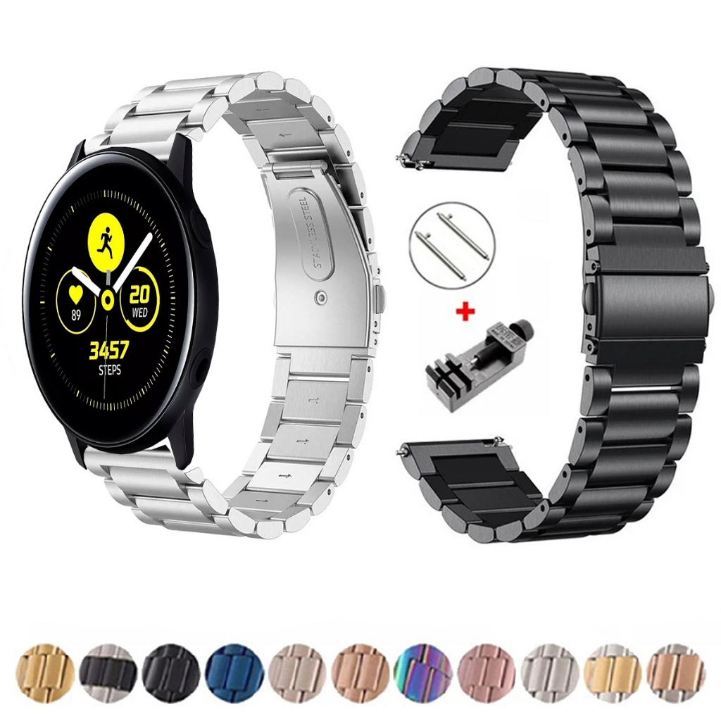 Pulseira de 20mm Metal Elos de aço inox para Smartwatch Galaxy Watch Active Sm r500 de Engate Rapido