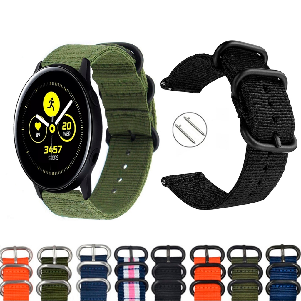 Pulseira 20mm Nylon Nato para Smartwatch Galaxy Watch Active Sm r500 de Engate Rapido