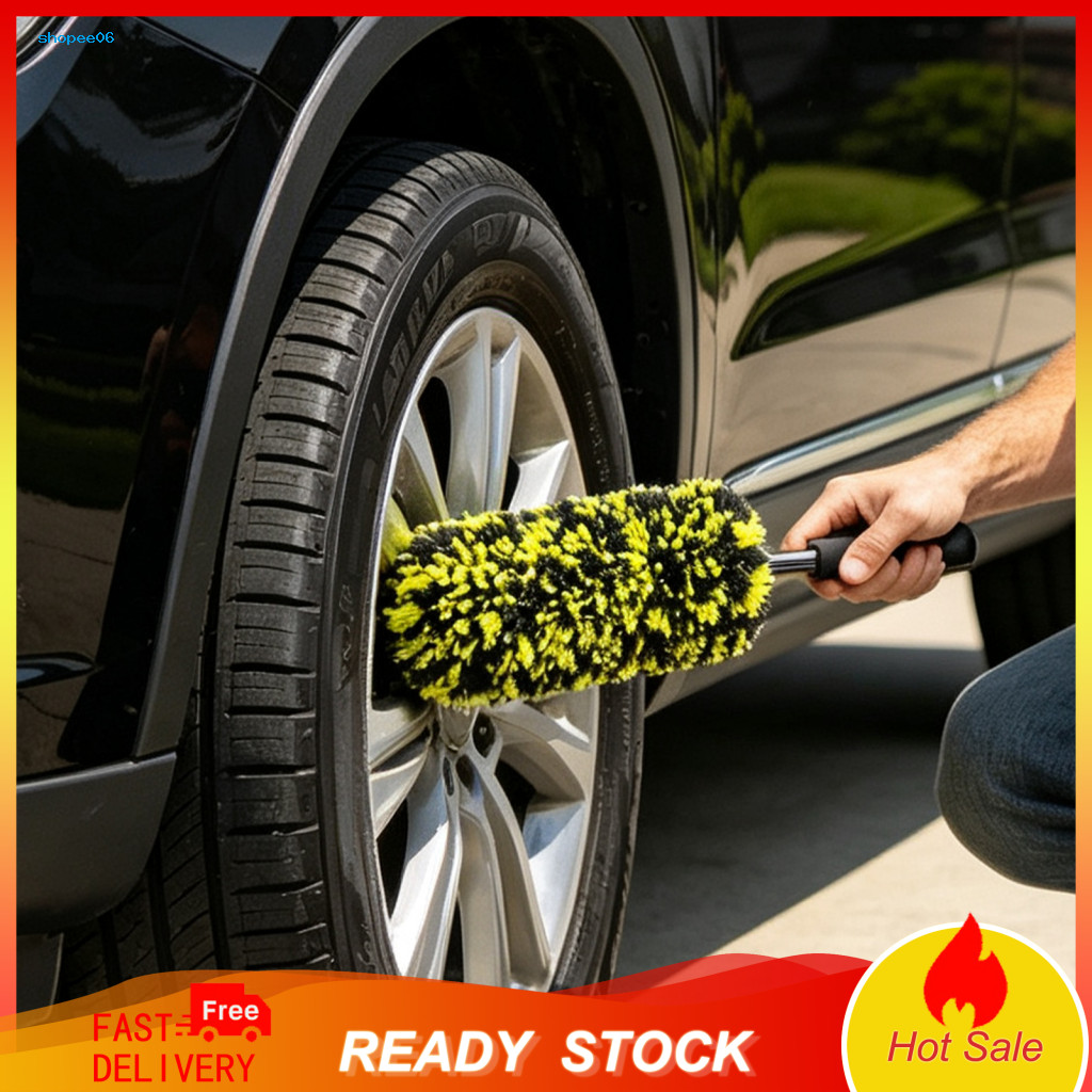 Microfiber Brush Car Wheel Cleaner 1/2/3 Pcs Set – No Scratch Tire Rim with Ergonomic Handle Durable Detailing Tool fo