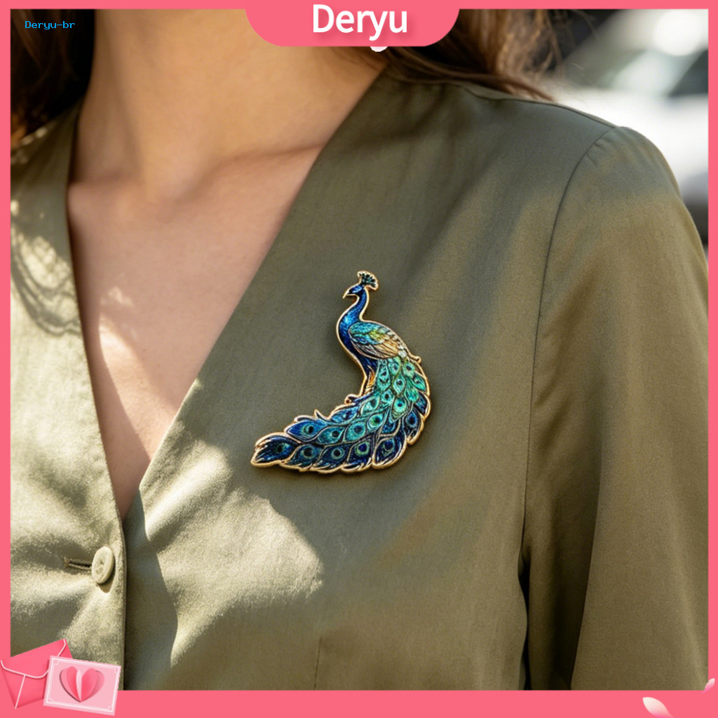 Colorful Gradient Pin Color Brooch Peacock Shape with Uv Printing Zinc Alloy Badge for Coats Sweaters Stylish Versatile