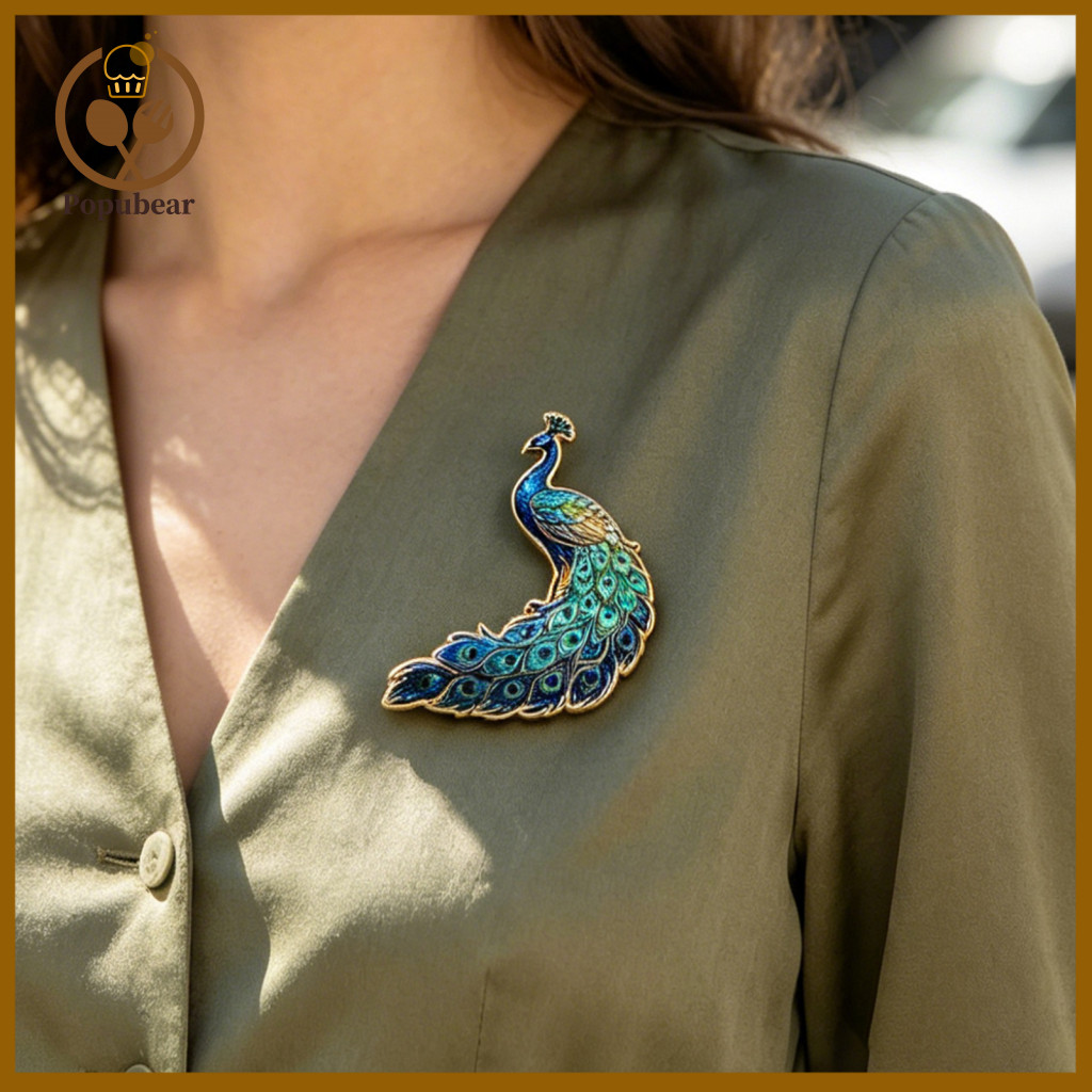 Gradient Color Brooch Colorful Pin Peacock Shape with Uv Printing Zinc Alloy Badge for Coats Sweaters Stylish Versatile
