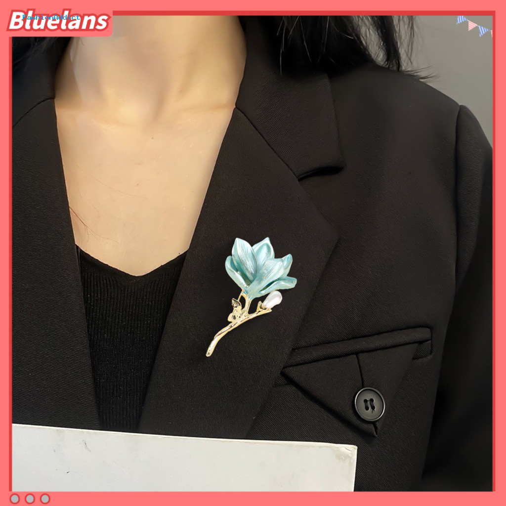Alloy Brooch Magnolia Flower Zinc Pin with Oil Drip Finish Decorative Badge for T-shirts Dresses Coats – Stylish Jewel