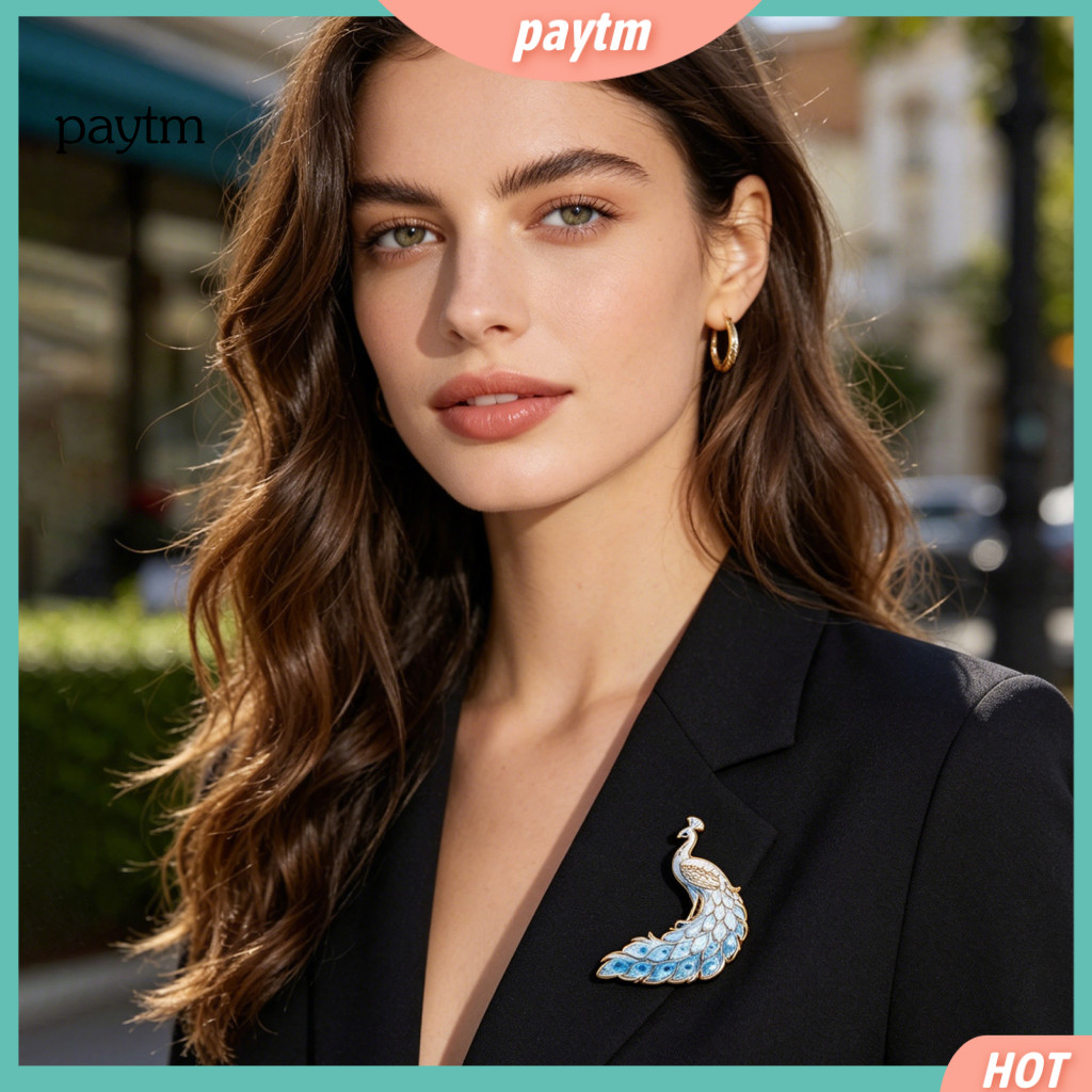 Gradient Color Brooch Detailed Texture Peacock Shape Pin with Uv Printing Zinc Alloy Badge for Coats Sweaters Stylish Ve
