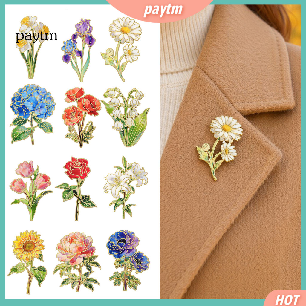 Durable Brooch Pin Fade-resistant Enamel Flower Lightweight Zinc Alloy Badge with Smooth Edges Stylish Accessory for Jac