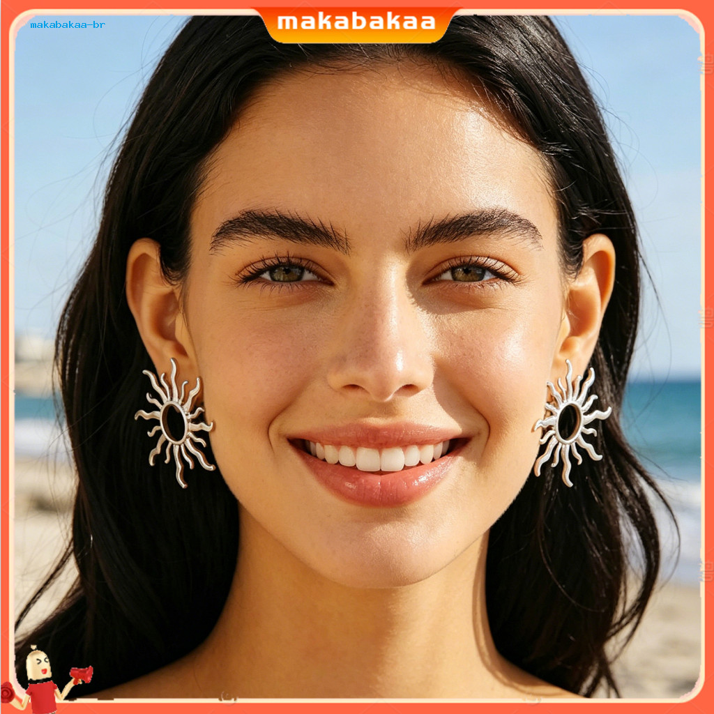 1 Pair Sunflower Stud Earrings for Women Lightweight Retro Zinc Alloy Ear Jewelry Stylish Floral Design Perfect Gift for
