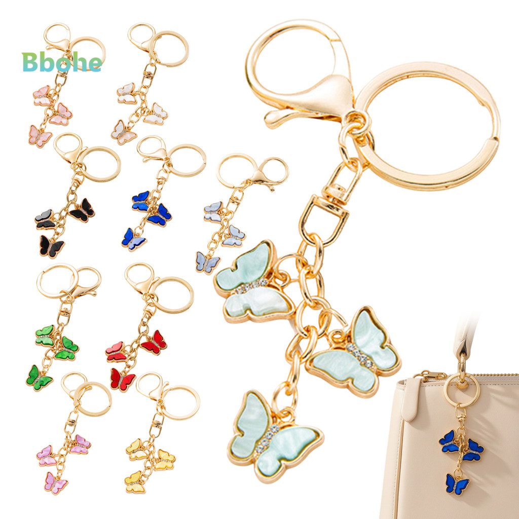Butterfly Bag Charms Three Keychain Oil Dripping Zinc Alloy Charm Key Ring Stylish Decorative for Backpacks for Southeas